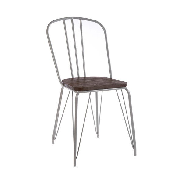 Szare/w ciemnym naturalnym kolorze krzesło z litego drewna wiązu District – Premier Housewares