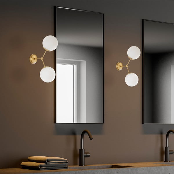 Biały kinkiet z detalem w kolorze złota Opviq lights Damar-image-4