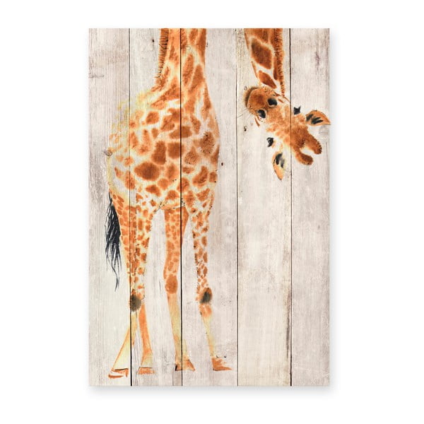 Obraz na drewnianej desce Little Nice Things Giraffe, 60x40 cm