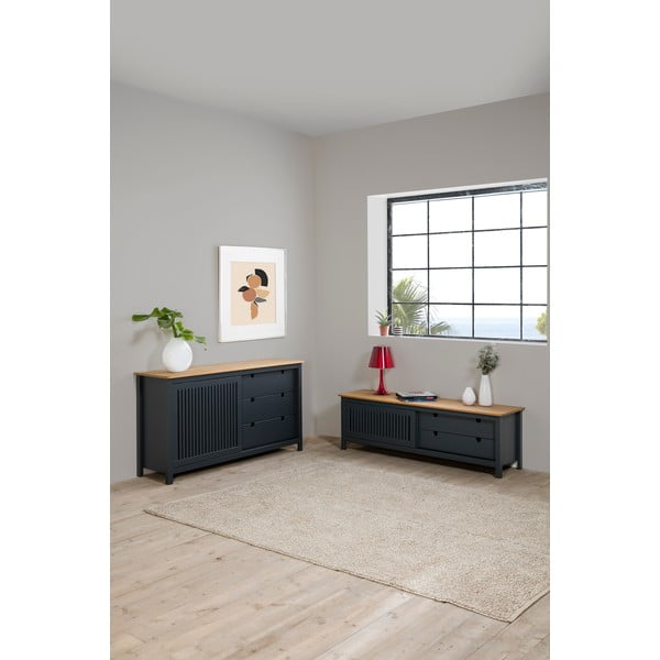 Szara drewniana szafka pod TV Marckeric Bruna-image-1