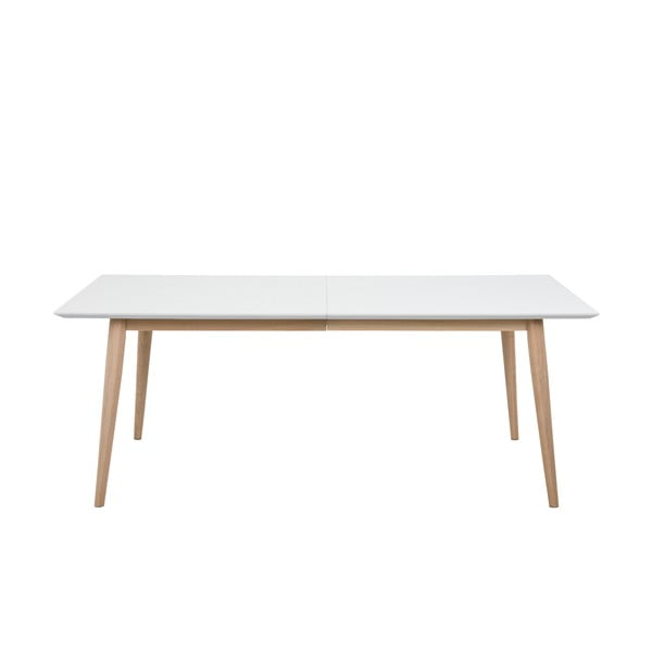 Biały rozkładany stół z konstrukcją z drewna dębowego Actona Century, 200x100 cm