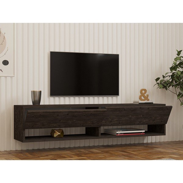 Antracytowa szafka pod TV 141x31x30 cm Arges – Kalune Design-image-4