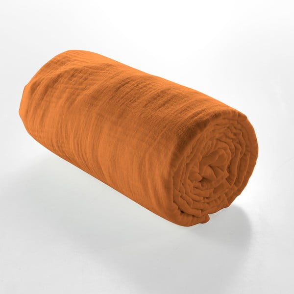 Pomarańczowobrązowe prześcieradło muślinowe 140x190 cm Angelia – douceur d'intérieur-image-2