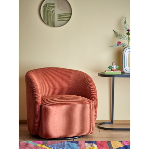 Pomarańczowy sztruksowy fotel typu uszak Pradi – Bloomingville-image-1