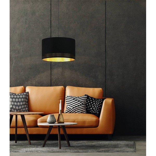 Czarna lampa wisząca z tekstylnym kloszem ø 38 cm ESTEPERRA – EGLO-image-1