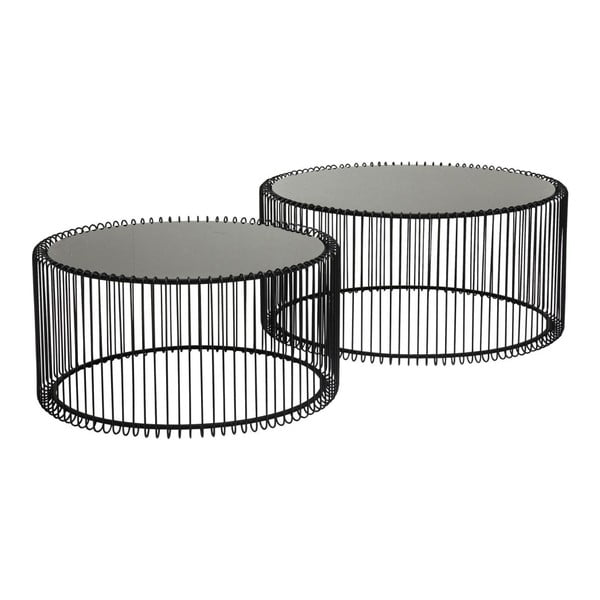 Zestaw 2 czarnych stolików Kare Design Wire
