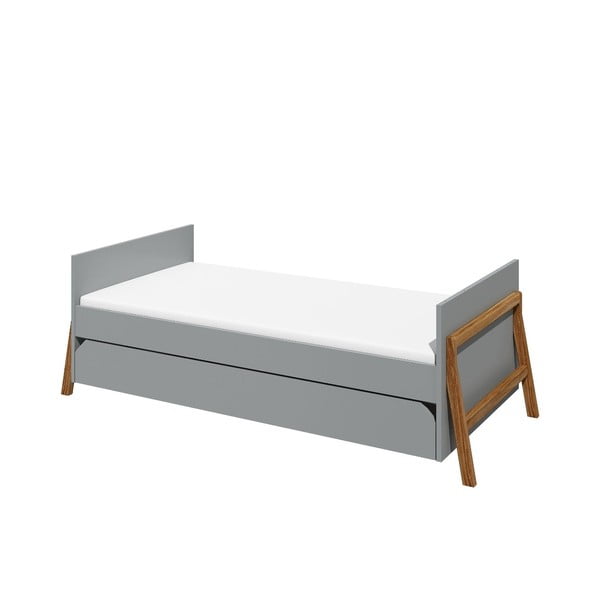Szare łóżko dziecięce z szufladą BELLAMY Lotta, 80x160 cm