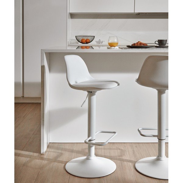 Hoker z regulowaną wysokością z imitacji skóry w matowym białym kolorze (wysokość siedziska 60 cm) Orlando-T – Kave Home-image-2