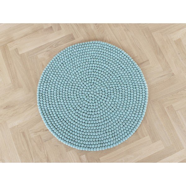 Pastelowoniebieski wełniany dywan kulkowy Wooldot Ball Rugs, ⌀ 120 cm-image-1