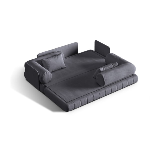 Ciemnoszara rozkładana sofa z materiału bouclé 206 cm Kemi – Cosmopolitan Design-image-1