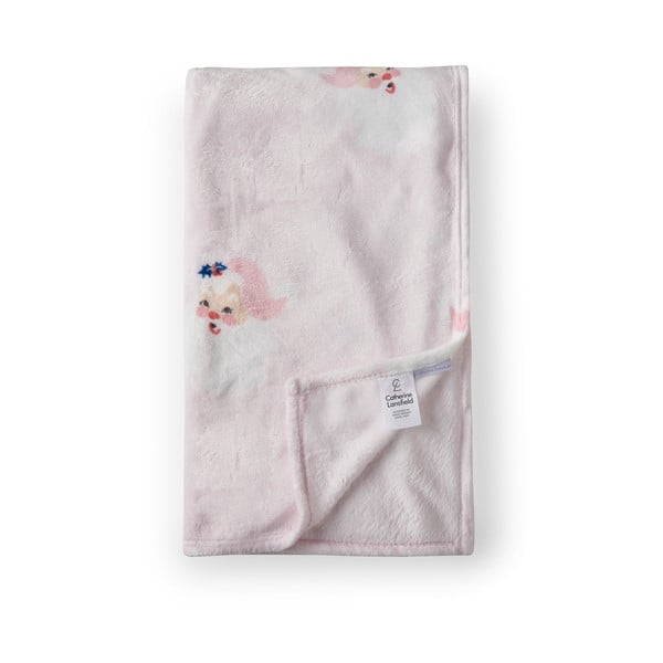 Jasnoróżowy koc ze świątecznym motywem z mikropluszu 130x170 cm Vintage Christmas Santa – Catherine Lansfield