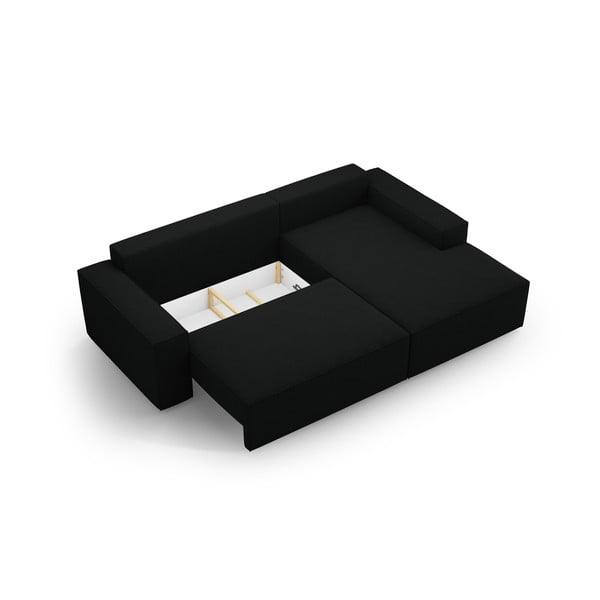 Czarny rozkładany narożnik z materiału bouclé (prawostronny) Jodie – Micadoni Home-image-4