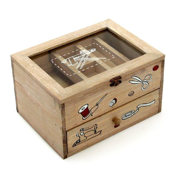 Brązowe pudełko na przybory do szycia Unimasa Sewing