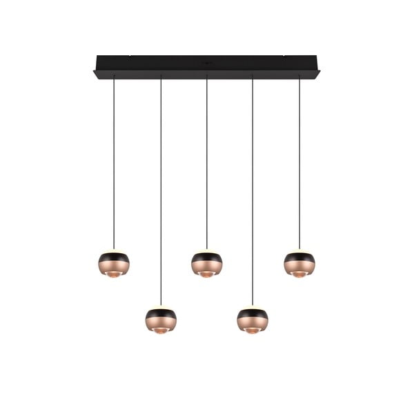 Lampa wisząca LED w czarno-miedzianym kolorze z metalowym kloszem Orbit – Trio Select