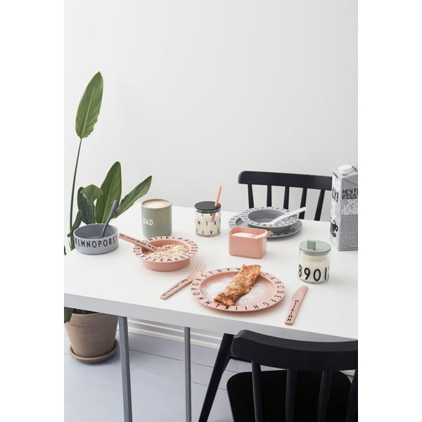 Szary głęboki talerz dla dzieci Design Letters Eat & Learn, ø 15,5 cm-image-3