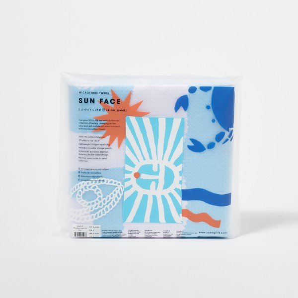 Niebieski ręcznik plażowy Sunnylife Sun Face, 175x90 cm-image-4