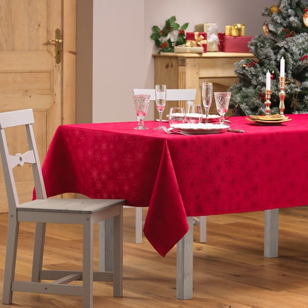 Obrus żakardowy ze świątecznym motywem 140x240 cm Flocons – douceur d'intérieur