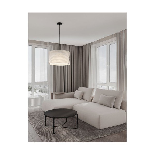 Biała lniana lampa wisząca ø 50 cm Linnet – Nova Luce-image-1