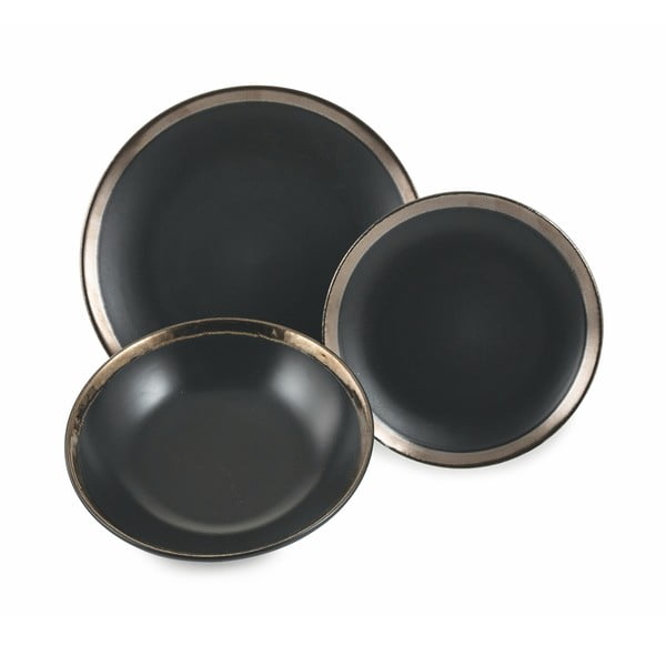 18-częściowy zestaw czarnych naczyń z kamionki Villa d'Este Naima-image-2