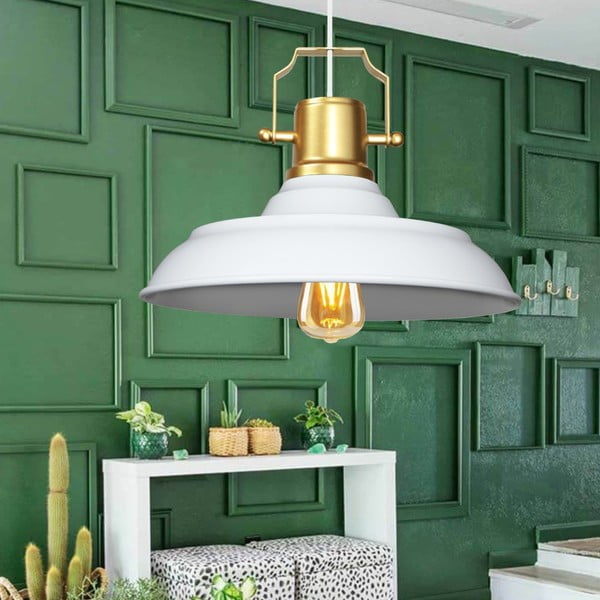 Biała lampa wisząca z metalowym kloszem ø 25 cm Tarsus – Opviq lights-image-1