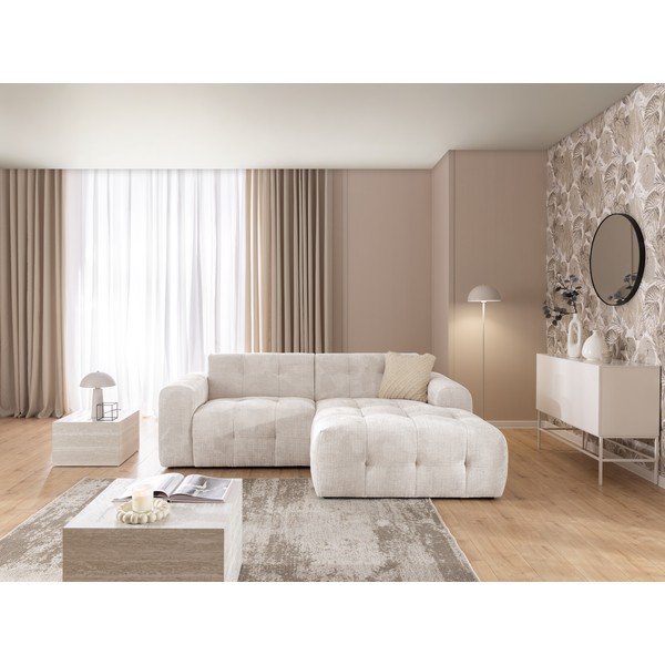 Kremowy narożnik (prawostronny/z szezlongiem) Melva – Ropez-image-3