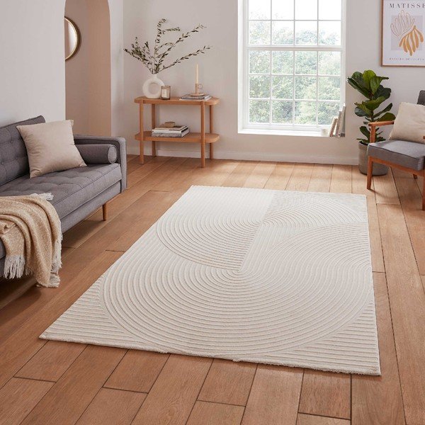 Kremowy dywan z włókien z recyklingu odpowiedni do prania 160x230 cm Flores – Think Rugs-image-1