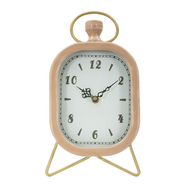 Różowy zegar stołowy z detalami w złotym kolorze Mauro Ferretti Glam