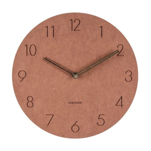 Brązowy drewniany zegar ścienny Karlsson Dura, ⌀ 29 cm
