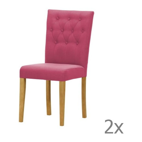 Komplet 2 krzeseł Monako Etna Pink, naturalne nóżki