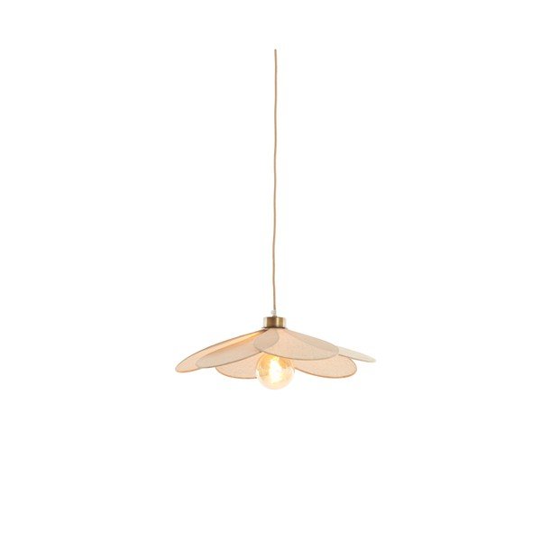 Kremowa lampa wisząca z tekstylnym kloszem Fyano – Light & Living-image-2