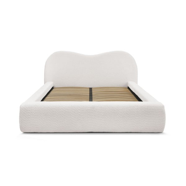 Białe tapicerowane łóżko dwuosobowe ze schowkiem i stelażem 180x200 cm Orlane – Bobochic Paris-image-4