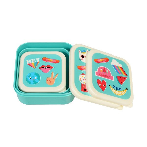 Turkusowe pojemniki śniadaniowe dla dzieci 3 szt. Top Banana – Rex London-image-3