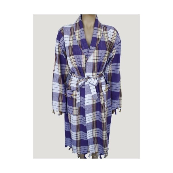 Ciemnoniebieski szlafrok bawełniany Hammam Traditional Style