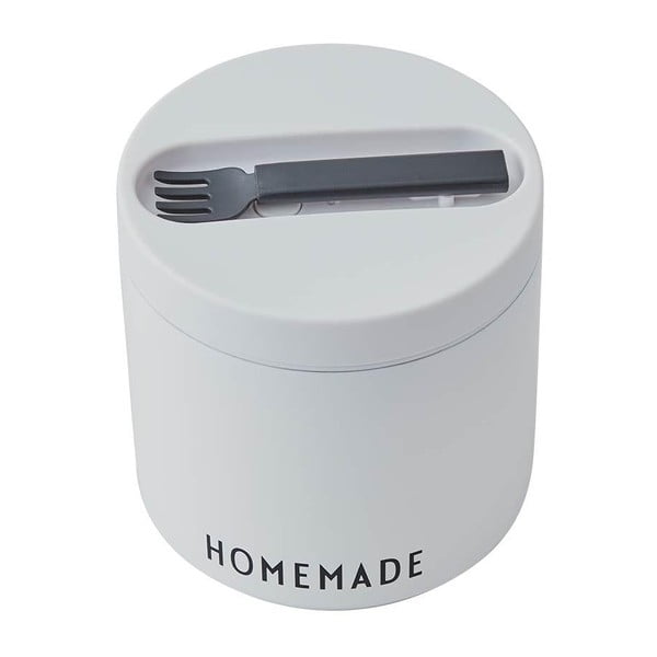 Biały pojemnik termiczny z łyżką Design Letters Homemade, wys. 11,4 cm