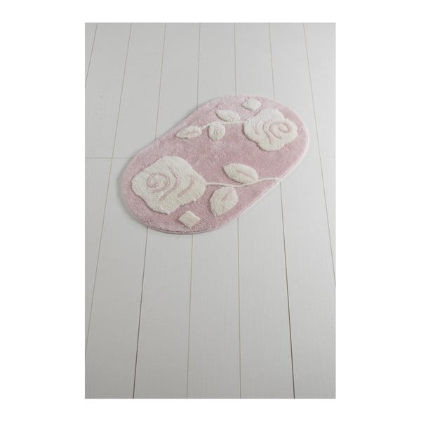 Różowo-biały dywanik łazienkowy Russmo Missie, 100x60 cm
