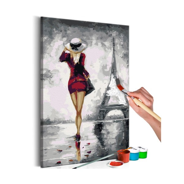 Zestaw płótna, farb i pędzli DIY Artgeist Parisian Girl, 40x60 cm
