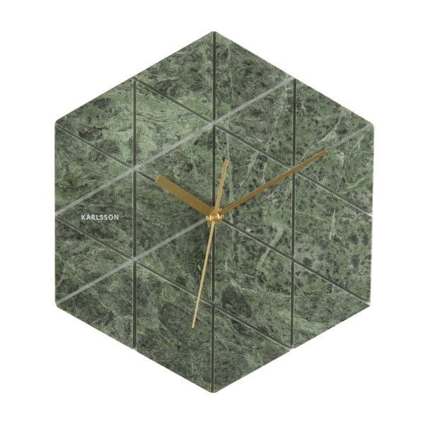 Zielony zegar Karlsson Marble Hexagon