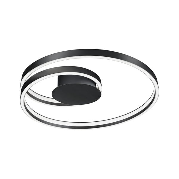 Czarna lampa sufitowa LED ze sterowaniem głosowym/mobilną aplikacją i metalowym kloszem Ciola – CINQUE