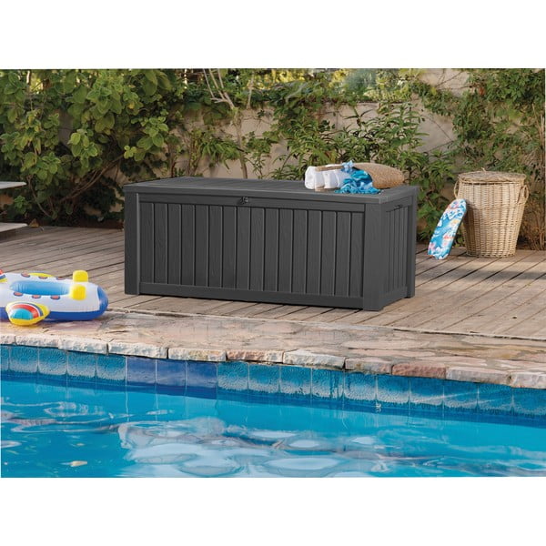 Antracytowa plastikowa skrzynia ogrodowa Rockwood – Keter-image-3