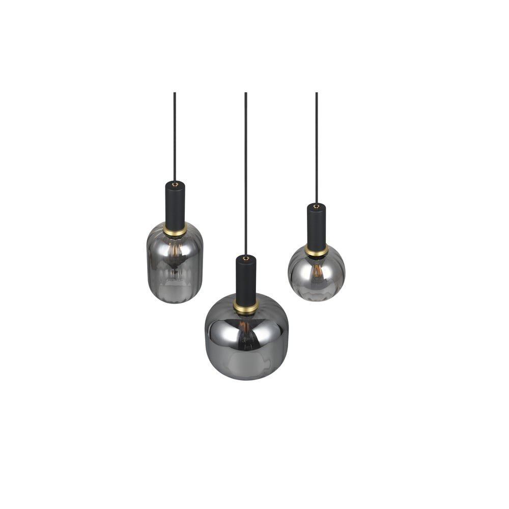 Czarna lampa wisząca ze szklanym kloszem Diva – Trio (zdjęcie 7)