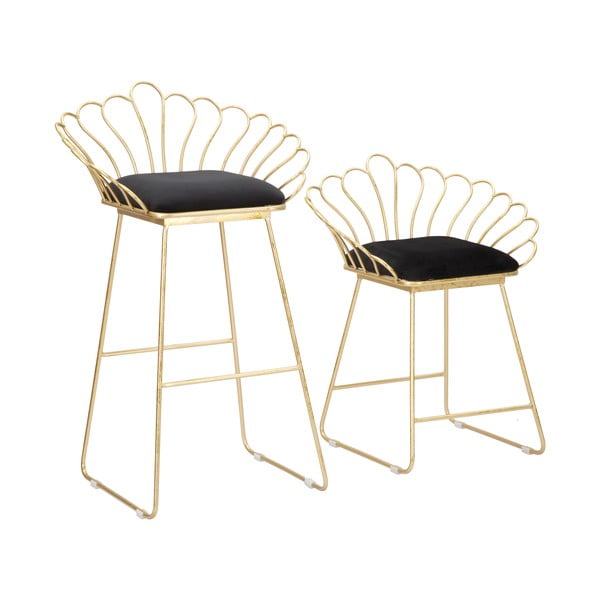Zestaw 2 krzeseł barowych w kolorze złoto-czarnym Mauro Ferretti Flower