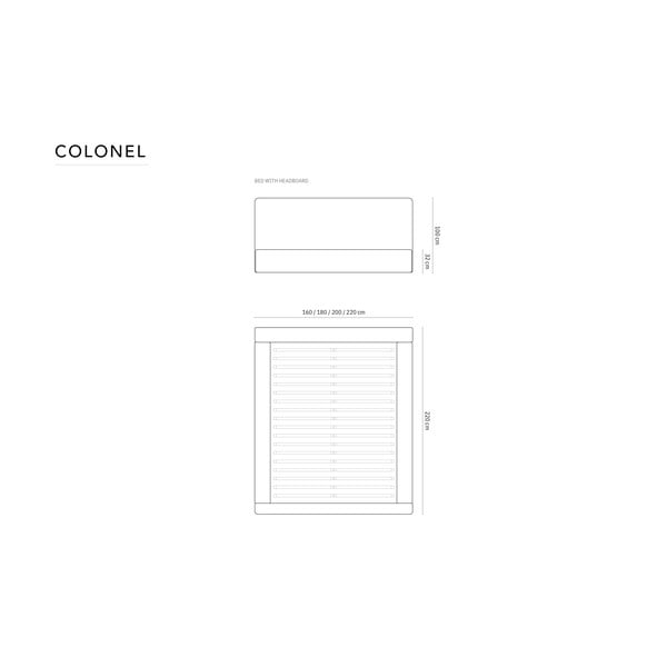 Jasnoszare tapicerowane łóżko dwuosobowe ze schowkiem i stelażem 140x200 cm Colonel – Cosmopolitan Design-image-4