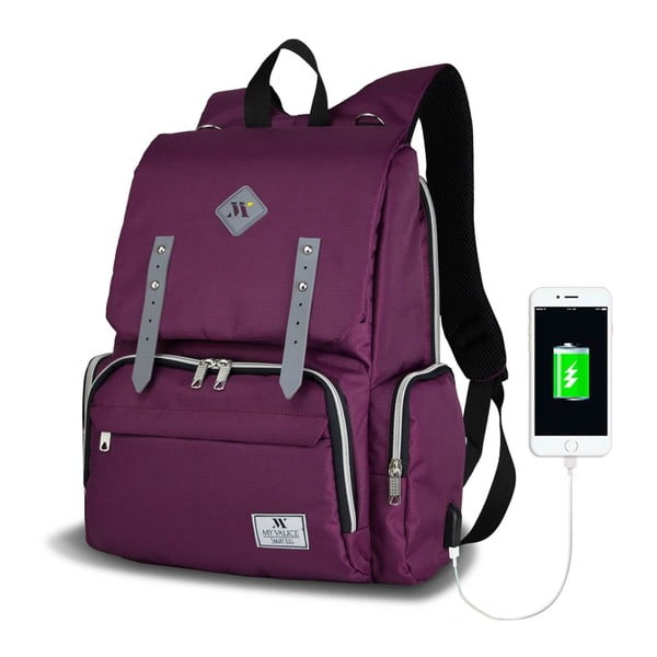 Fioletowy plecak dla mam z USB My Valice MOTHER STAR Baby Care Backpack