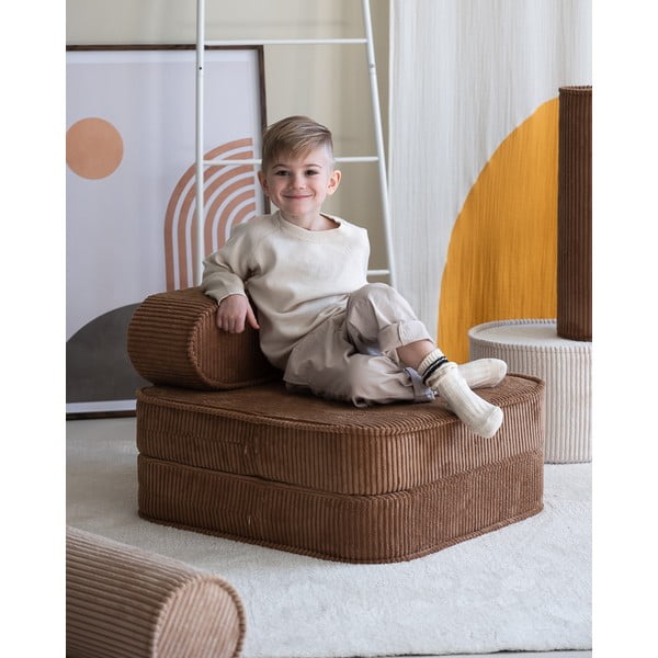 Brązowy sztruksowy fotel dziecięcy Flip – Wigiwama-image-4