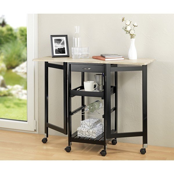 Czarna szafka na wino w dekorze dębu liczba butelek 3, 97x77 cm – Maximex-image-3