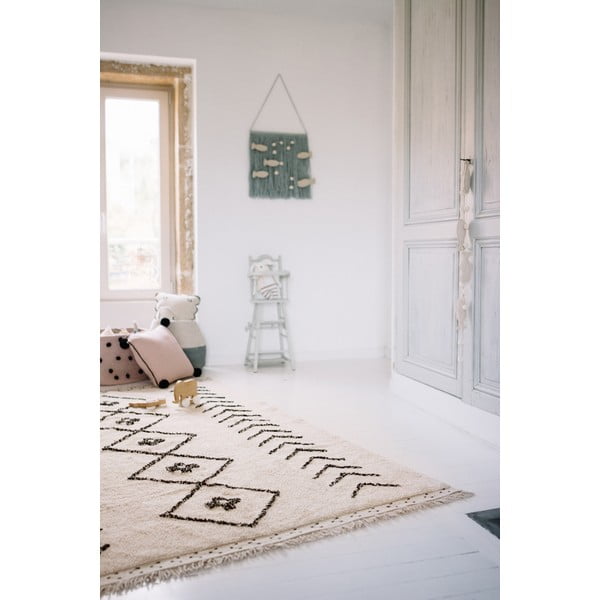 Kremowy bawełniany dywan tkany ręcznie odpowiedni do prania 140x210 cm Bereber Rhombs – Lorena Canals-image-3