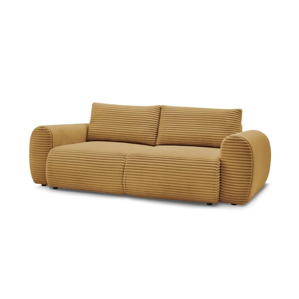 Musztardowa sztruksowa rozkładana sofa 257 cm Lucien – Bobochic Paris-image-3