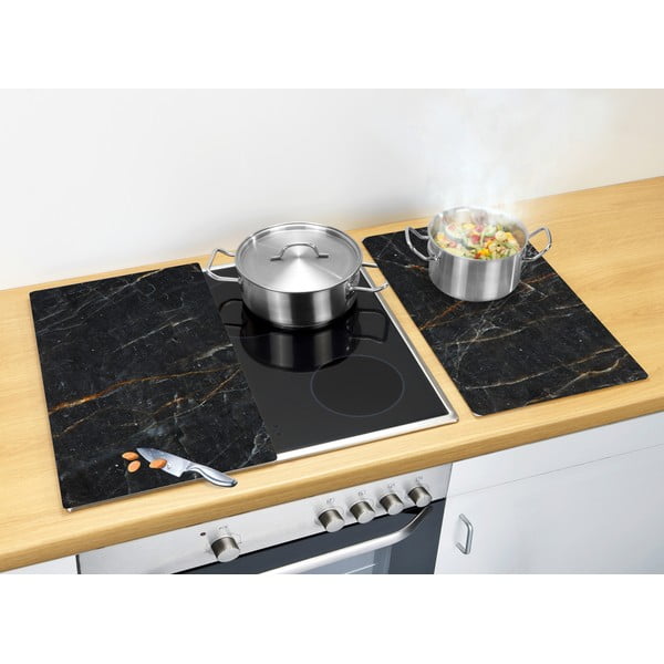 Płyty ochronne na kuchenkę ze szkła hartowanego zestaw 2 szt.  52x30 cm Marble – Allstar-image-1