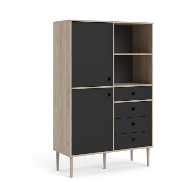 Czarny regał z ramką w dekorze dębu Tvilum Rome, 99 x 154 cm-image-4