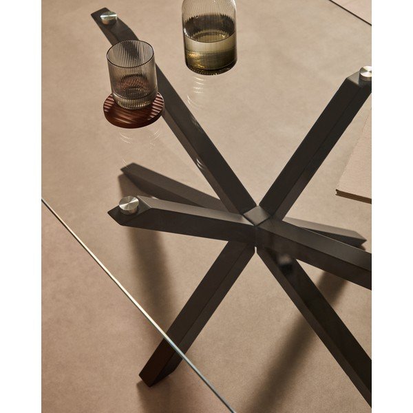 Czarny stolik ze szklanym blatem 70x130 cm Argo – Kave Home-image-3